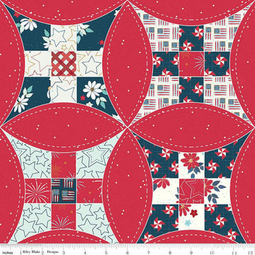 3-Yard Cut - SALE Sweet Freedom WIDEBACK WB14418 Red - Riley Blake Designs - 108" Patriotic Orange Peel - Quilting Cotton Fabric