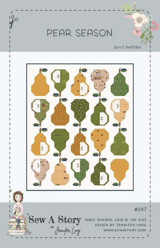 SALE Pear Season Quilt PATTERN P177 - Jennifer Long - Riley Blake Designs - INSTRUCTIONS Only - Piecing Multiple Sizes