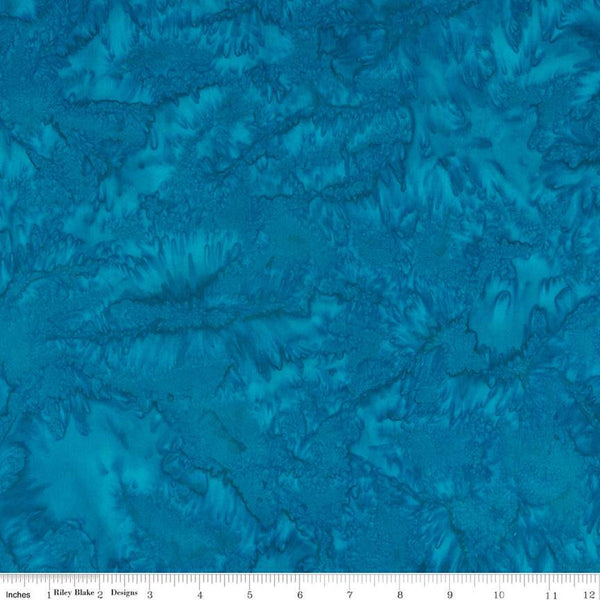 Fat Quarter End of Bolt - SALE Batiks Expressions Hand-Dyes BTHH166 Dark Aqua - Riley Blake - Hand-Dyed Print - Quilting Cotton Fabric