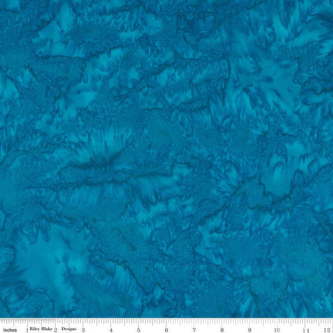 Fat Quarter End of Bolt - SALE Batiks Expressions Hand-Dyes BTHH166 Dark Aqua - Riley Blake - Hand-Dyed Print - Quilting Cotton Fabric