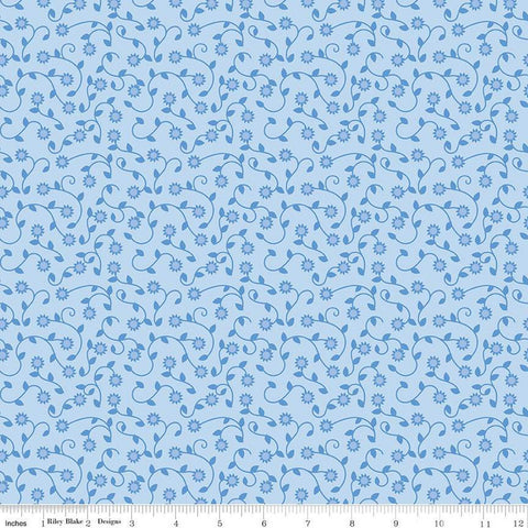 SALE Sunny Skies Vines C14635 Sky by Riley Blake Designs - Floral Flowers Leaves - Quilting Cotton Fabric