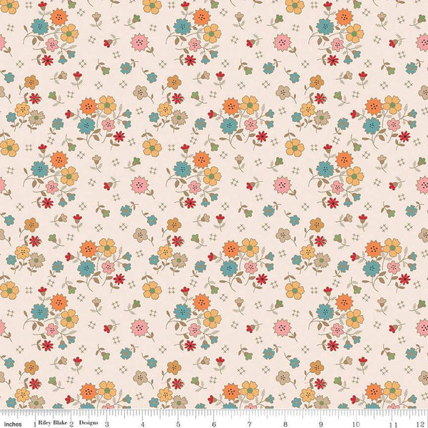 SALE Autumn Floral C14650 Latte by Riley Blake Designs - Lori Holt - Flowers Blossoms - Quilting Cotton Fabric