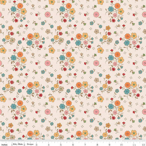 SALE Autumn Floral C14650 Latte by Riley Blake Designs - Lori Holt - Flowers Blossoms - Quilting Cotton Fabric