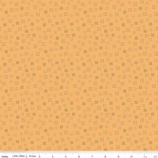 DEAL Autumn Squares C14653 Marigold - Riley Blake Designs - Lori Holt - Geometric Squares Dots Dashes  - Quilting Cotton Fabric