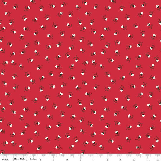 DEAL Autumn Blossom C14654 Riley Red - Riley Blake Designs - Lori Holt - Floral Flowers  - Quilting Cotton Fabric