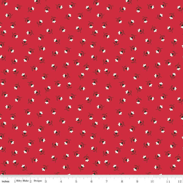 Autumn Blossom C14654 Riley Red by Riley Blake Designs - Lori Holt - Floral Flowers  - Quilting Cotton Fabric