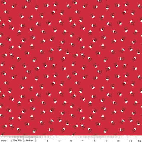 SALE Autumn Blossom C14654 Riley Red by Riley Blake Designs - Lori Holt - Floral Flowers  - Quilting Cotton Fabric