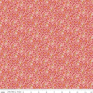 Autumn Bouquet C14656 Coral - Riley Blake Designs - Lori Holt - Floral Flowers  - Quilting Cotton Fabric