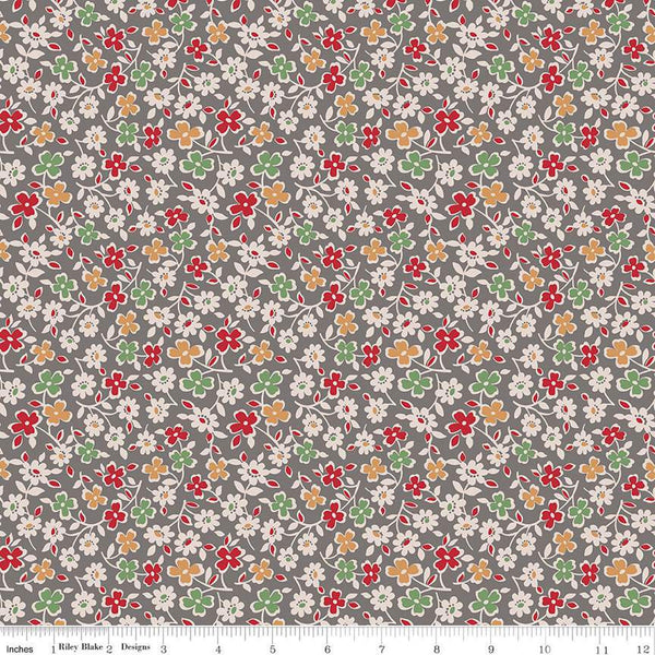 SALE Autumn Cosmos C14659 Milk Can by Riley Blake Designs - Lori Holt - Floral Flowers  - Quilting Cotton Fabric