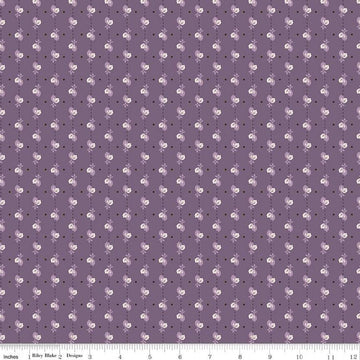 DEAL Autumn Leaves C14662 Plum - Riley Blake Designs - Lori Holt - Dashed Lines Leaves Dots - Quilting Cotton Fabric