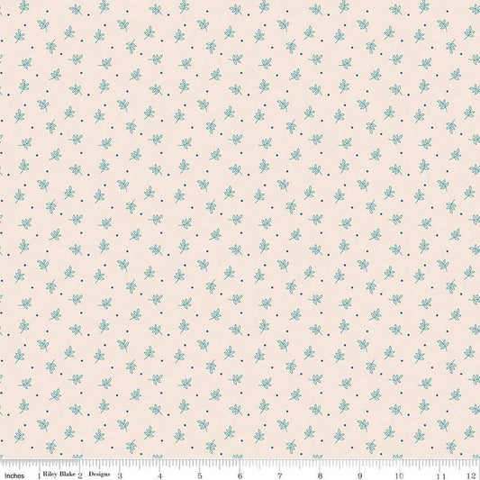 DEAL Autumn Sprig C14663 Latte - Riley Blake Designs - Lori Holt - Leaves Dots - Quilting Cotton Fabric