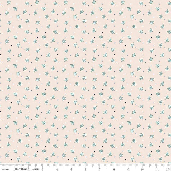 SALE Autumn Sprig C14663 Latte by Riley Blake Designs - Lori Holt - Leaves Dots - Quilting Cotton Fabric