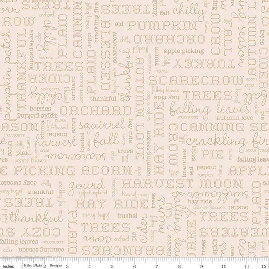 DEAL Autumn Words C14667 Latte - Riley Blake Designs - Lori Holt - Fall Text - Quilting Cotton Fabric