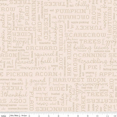 SALE Autumn Words C14667 Latte by Riley Blake Designs - Lori Holt - Fall Text - Quilting Cotton Fabric