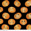 Pumpkin Patch Tossed Jacks C14580 Black - Riley Blake Designs - Halloween Jack-o-Lanterns - J. Wecker Frisch - Quilting Cotton Fabric