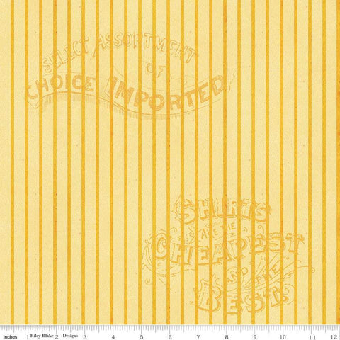 SALE Pumpkin Patch Silver Lining Stripe C14581 Yellow - Riley Blake - Halloween Stripes Text - J. Wecker Frisch - Quilting Cotton Fabric