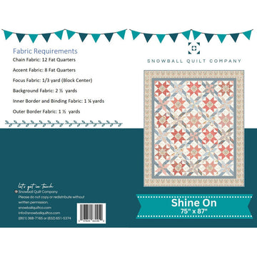 SALE Shine On Quilt PATTERN P190 - Snowball Quilt Company - Riley Blake Designs - INSTRUCTIONS Only - Piecing Fat Quarter Friendly