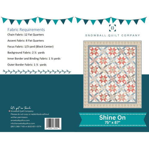 SALE Shine On Quilt PATTERN P190 by Snowball Quilt Company - Riley Blake Designs - INSTRUCTIONS Only - Piecing Fat Quarter Friendly