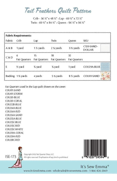 SALE Tail Feathers Quilt PATTERN P051 by It's Sew Emma - Riley Blake - INSTRUCTIONS Only - Piecing Fat Quarter Friendly - Multiple Sizes