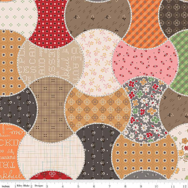 SALE CANVAS Apples in Autumn Home Decor HD14671 Multi - Riley Blake - Lori Holt - Extra Wide Apple Core Pattern - Lightweight Cotton Canvas