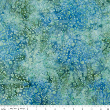 32" End of Bolt - Batiks Expressions Bayou Blues BTHH1234 Marina - Riley Blake Designs - Hand-Dyed Tjaps Print - Quilting Cotton Fabric