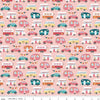 Fat Quarter End of Bolt - DEAL Gone Glamping Campers Pink Camping Fabric - C14792 - Riley Blake Quilting Cotton Fabric