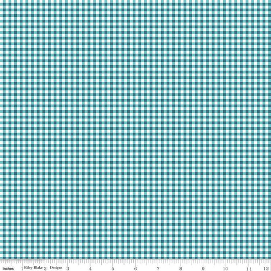 Gone Glamping PRINTED Gingham C14795 Blue - Riley Blake Designs - 1/8" Checks Check Checkered Camping - Quilting Cotton Fabric