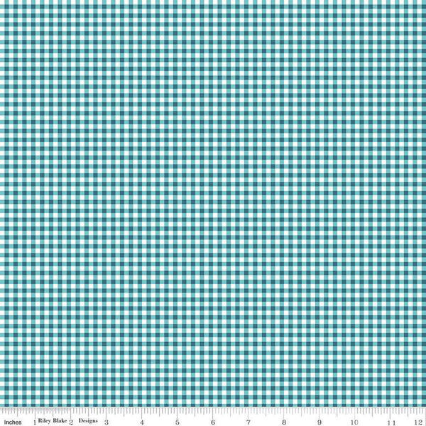 Gone Glamping PRINTED Gingham C14795 Blue by Riley Blake Designs - 1/8" Checks Check Checkered Camping - Quilting Cotton Fabric