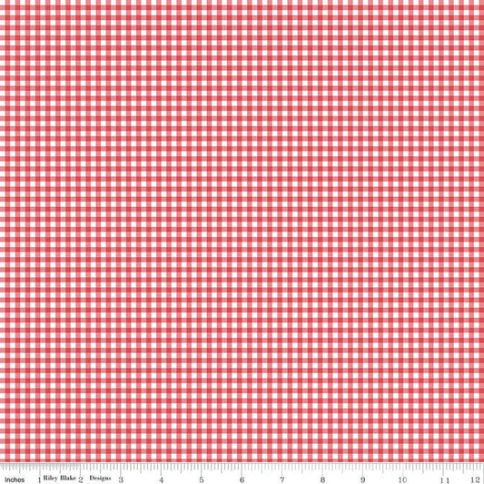 SALE Gone Glamping PRINTED Gingham C14795 Red - Riley Blake Designs - 1/8" Checks Check Checkered Camping - Quilting Cotton Fabric