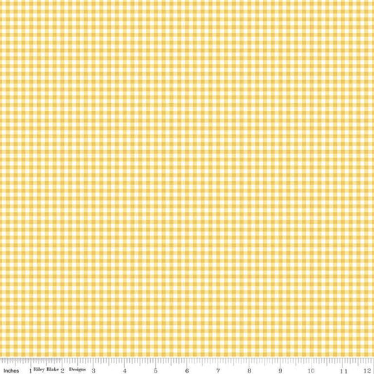 18" End of Bolt - Gone Glamping PRINTED Gingham C14795 Yellow - Riley Blake - 1/8" Checkered Check Camping - Quilting Cotton Fabric