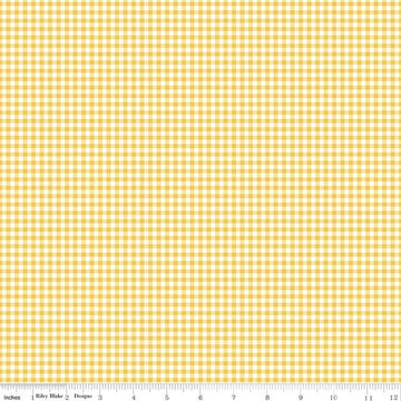 30" End of Bolt - Gone Glamping PRINTED Gingham C14795 Yellow - Riley Blake - 1/8" Checkered Check Camping - Quilting Cotton Fabric