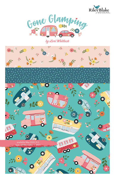 SALE Gone Glamping 1-Yard Bundle Pink - 7 Pieces - Riley Blake - Pre cut Precut - Camping One-Yard Bundle - Quilting Cotton Fabric