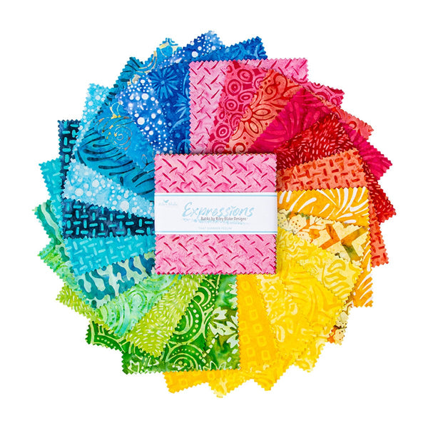 Batiks Expressions That Summer Feelin' Charm Pack 5" Stacker Bundle - Riley Blake - 42 piece Precut Pre cut - Quilting Cotton Fabric