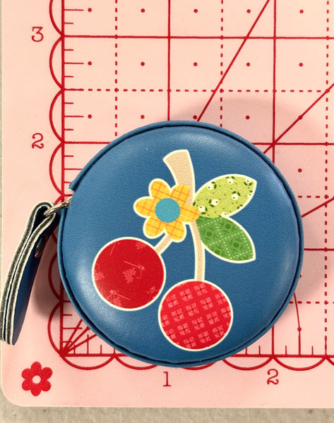 SALE Bee Vintage Quilt Tape Measure ST-30027 Blue - Riley Blake Designs - 5 Foot Tape Measure Cherries Flowers Flower Green Leaves