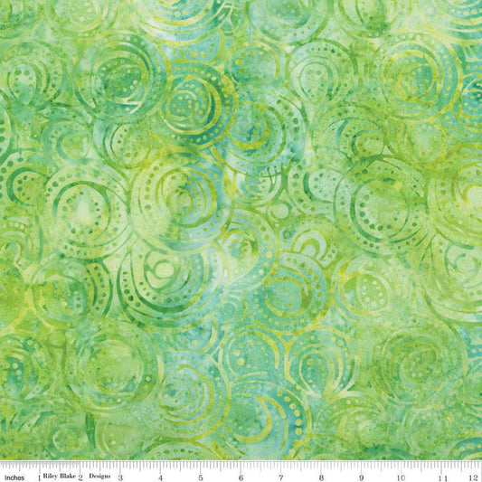 SALE Batiks Expressions That Summer Feelin' BTAP1214 Sea Green - Riley Blake Designs - Hand-Dyed Tjaps Print - Quilting Cotton