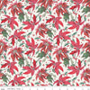 SALE Merry Little Christmas Main C14840 Cream - Riley Blake Designs - Floral Flowers Poinsettias - Quilting Cotton Fabric