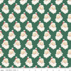 35" End of Bolt - Merry Little Christmas Santa Heads C14842 Green - Riley Blake Designs - Santas Santa Claus - Quilting Cotton Fabric