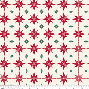 Merry Little Christmas Starbursts C14843 Cream by Riley Blake Designs - Stars - Quilting Cotton Fabric
