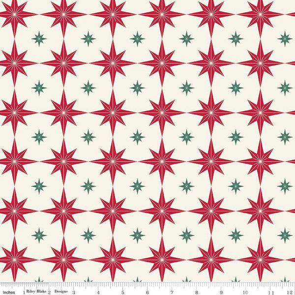 SALE Merry Little Christmas Starbursts C14843 Cream by Riley Blake Designs - Stars - Quilting Cotton Fabric