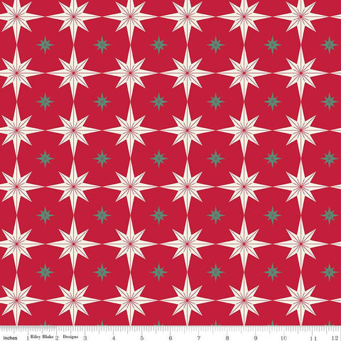 SALE Merry Little Christmas Starbursts C14843 Red by Riley Blake Designs - Stars - Quilting Cotton Fabric