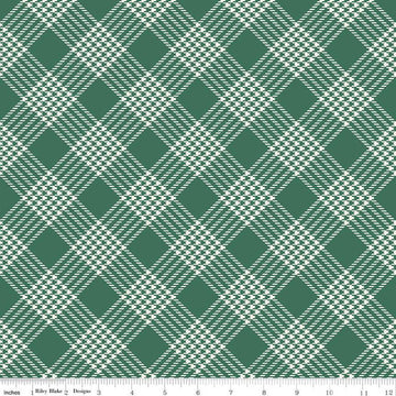 35" End of Bolt - Merry Little Christmas Plaid C14844 Green - Riley Blake Designs - Diagonal - Quilting Cotton Fabric