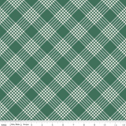 35" End of Bolt - Merry Little Christmas Plaid C14844 Green - Riley Blake Designs - Diagonal - Quilting Cotton Fabric