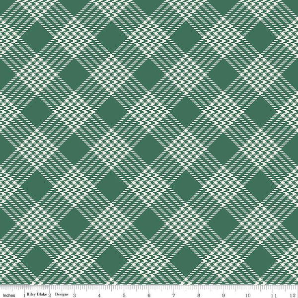 SALE Merry Little Christmas Plaid C14844 Green by Riley Blake Designs - Diagonal - Quilting Cotton Fabric