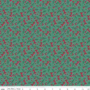 SALE Merry Little Christmas Holly C14845 Pine - Riley Blake Designs - Holly Berries - Quilting Cotton Fabric