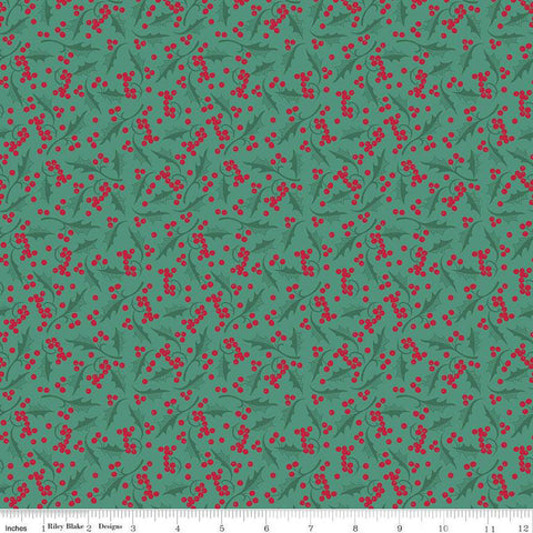 SALE Merry Little Christmas Holly C14845 Pine by Riley Blake Designs - Holly Berries - Quilting Cotton Fabric