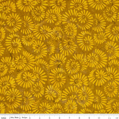 SALE Batiks Expressions Elementals BTHH560 Honey Mustard - Riley Blake Designs - Hand-Dyed Tjap Print - Quilting Cotton Fabric