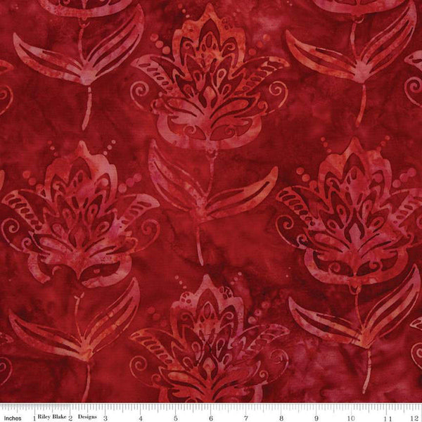 SALE Batiks Expressions Berry Lemonade BTAP1308 Red Currant - Riley Blake Designs - Hand-Dyed Tjaps Print - Quilting Cotton