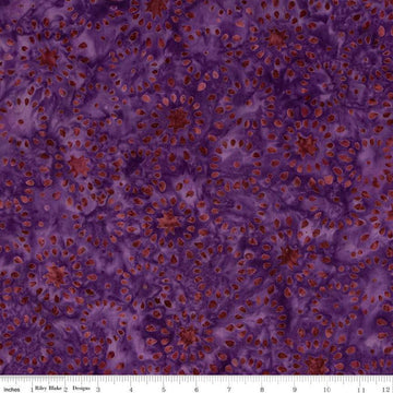 Fat Quarter End of Bolt - SALE Batiks Expressions Elementals BTHH513 Grape - Riley Blake - Hand-Dyed Tjap Print - Quilting Cotton Fabric