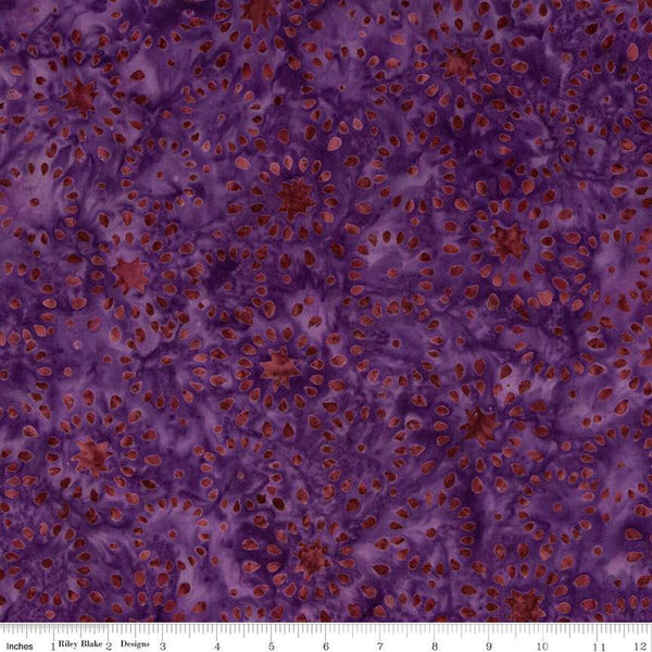 SALE Batiks Expressions Elementals BTHH513 Grape - Riley Blake Designs - Hand-Dyed Tjap Print - Quilting Cotton Fabric