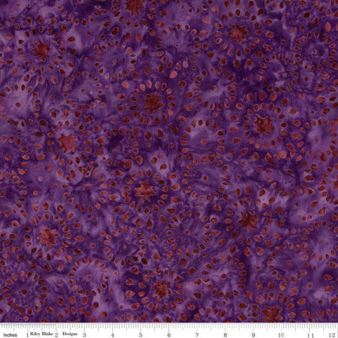 SALE Batiks Expressions Elementals BTHH513 Grape - Riley Blake Designs - Hand-Dyed Tjap Print - Quilting Cotton Fabric